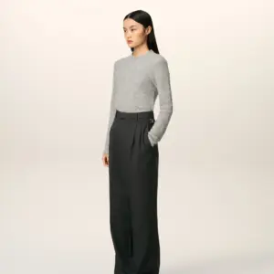 High Waist Wollhose in Anthrazit, AMI PARIS