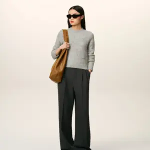 High Waist Wollhose in Anthrazit, AMI PARIS