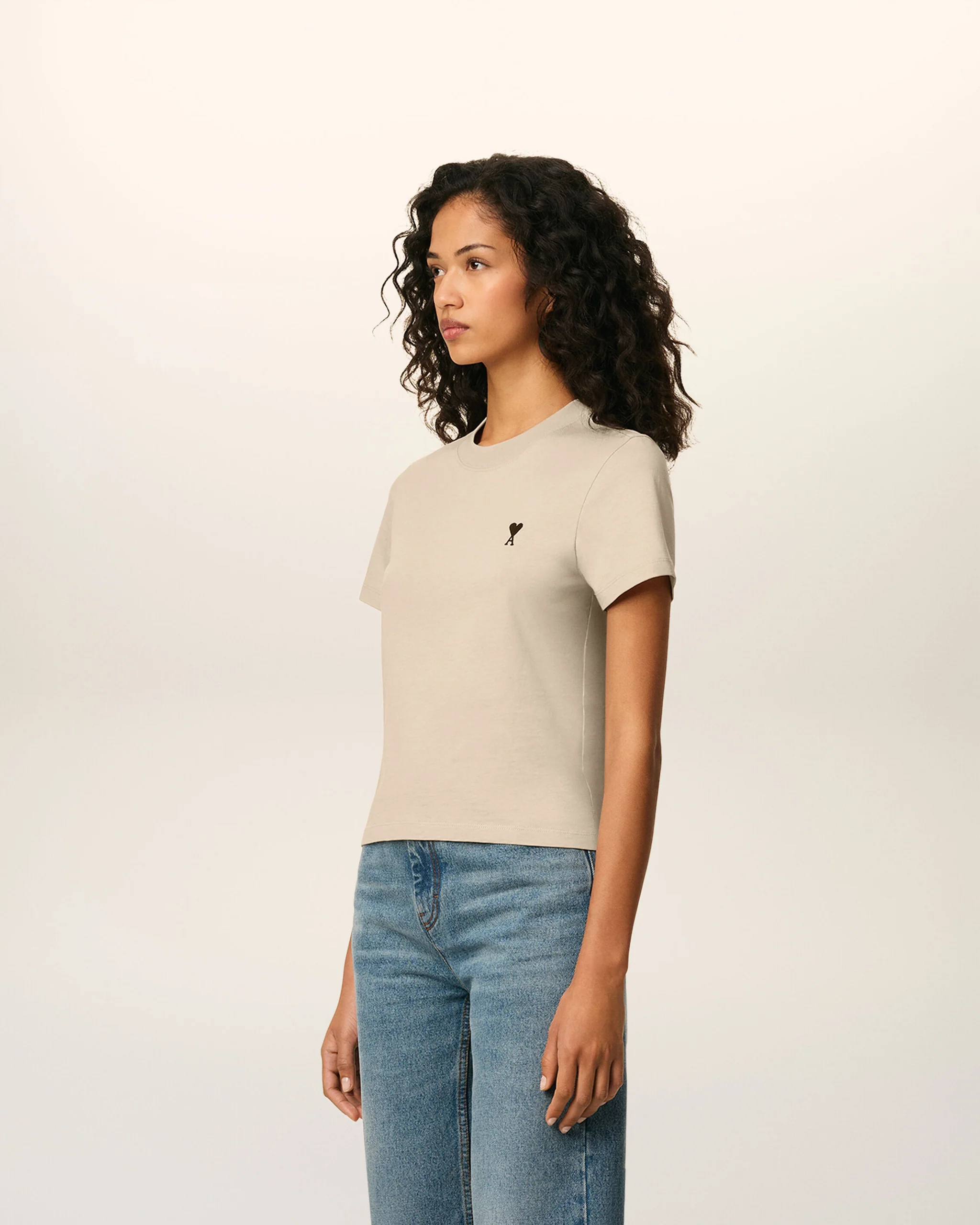 T-Shirt AMI DE COEUR in WHITE COFFEE, AMI PARIS