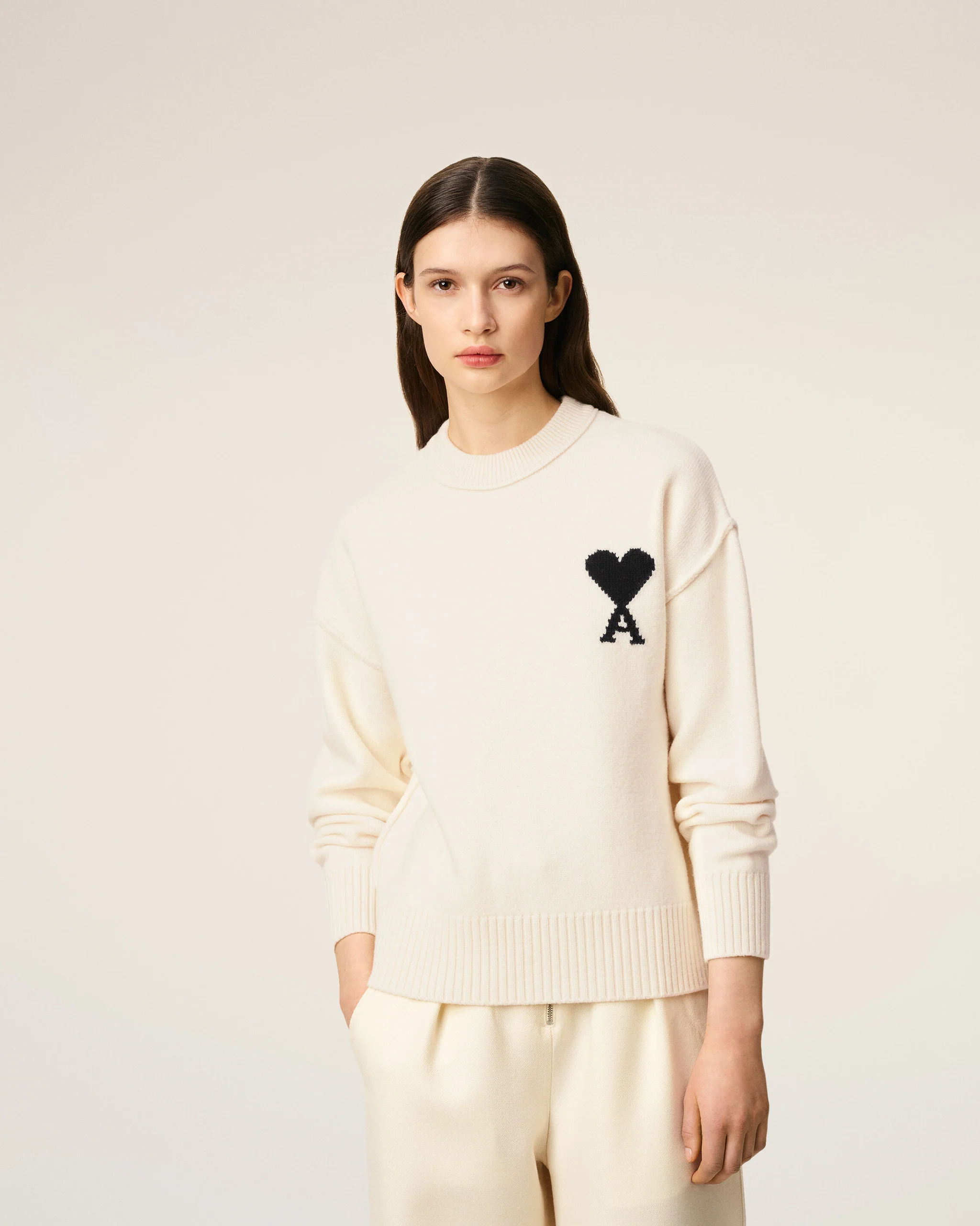 Pullover AMI DE COEUR in Ecru, AMI PARIS