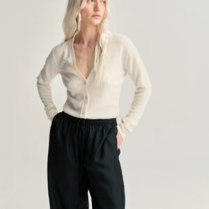 V Cardigan in Off White, RHEA,