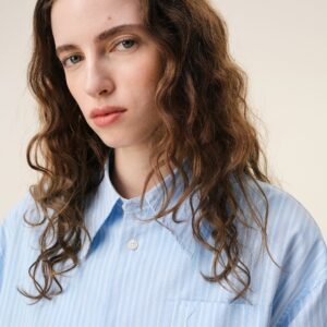 Hemdblusen-Kleid in Blue Stripes , AMI PARIS