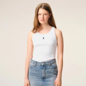 Tank Top in White AMI DE COEUR, AMI PARIS