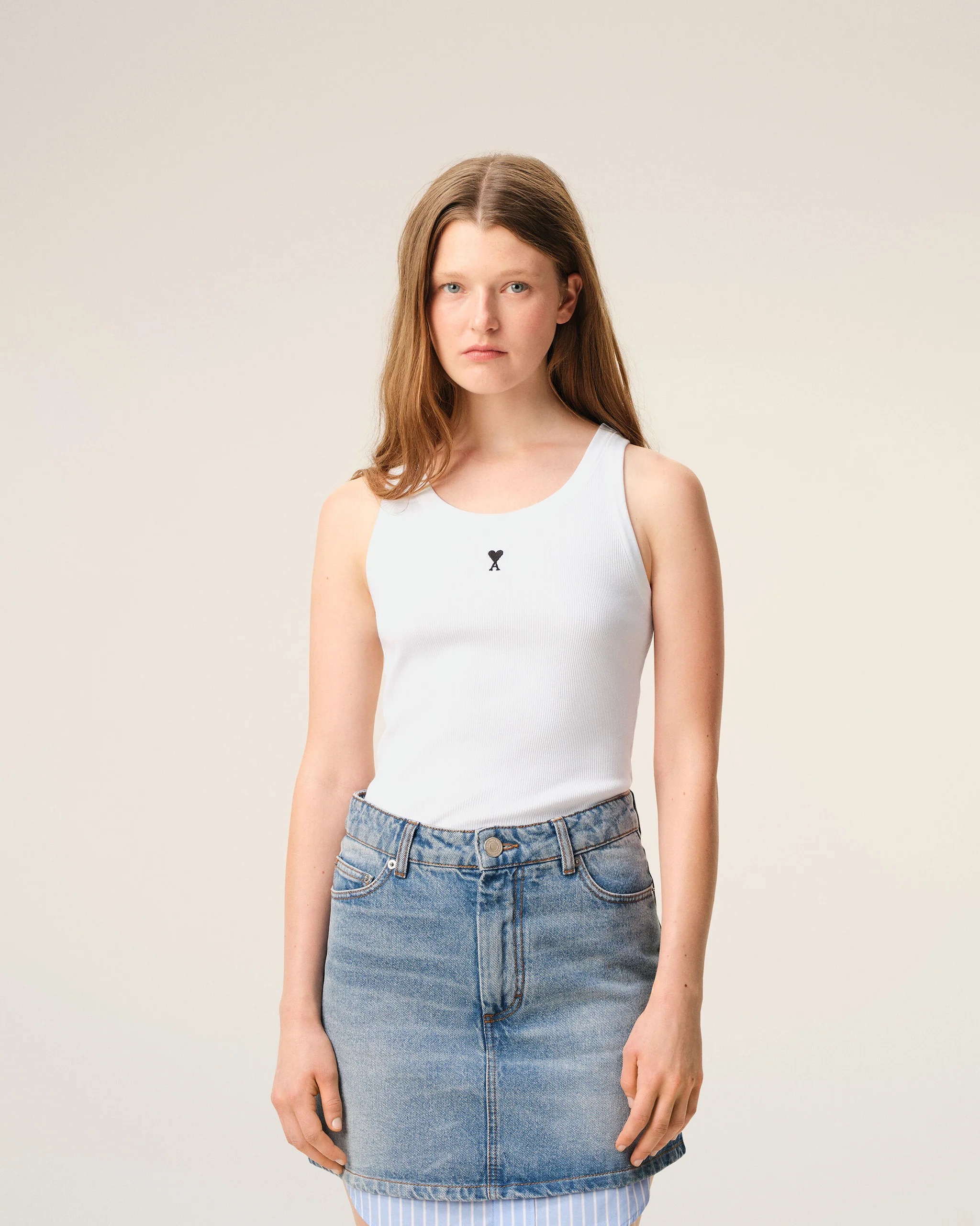Tank Top in White AMI DE COEUR, AMI PARIS