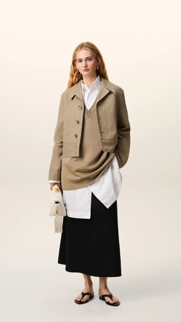 Baumwoll-Jacke in Taupe, AMI PARIS