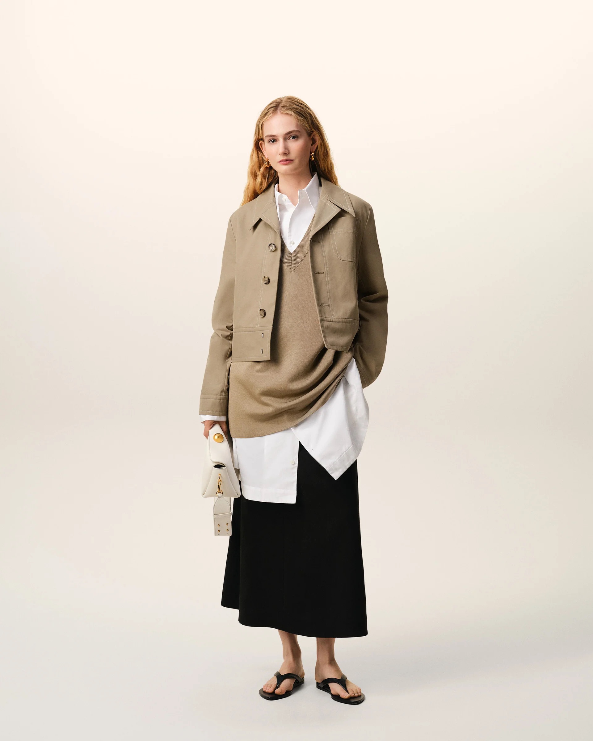 Baumwoll-Jacke in Taupe, AMI PARIS