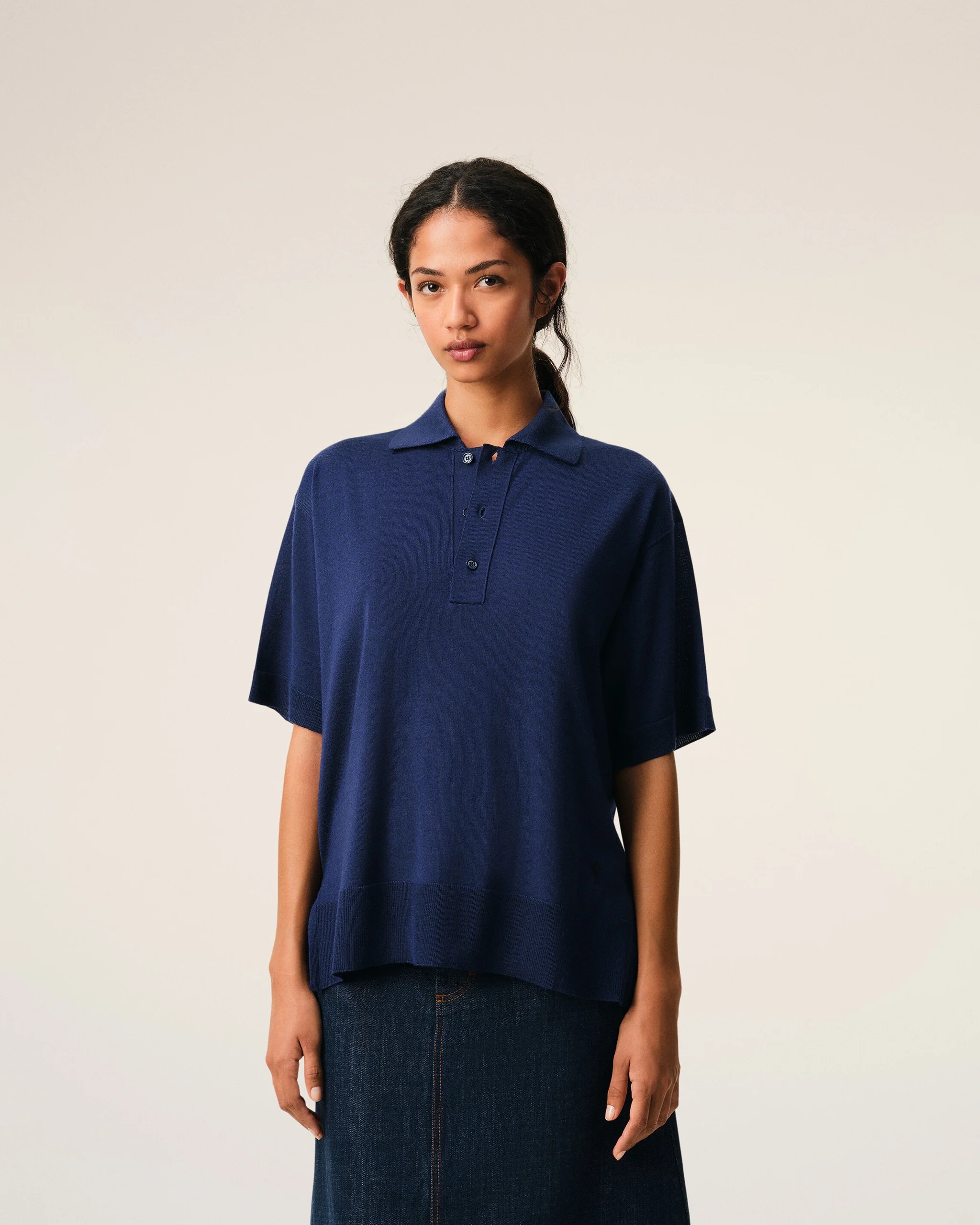 Strick-Polo in Blau von AMI DE COEUR, AMI PARIS