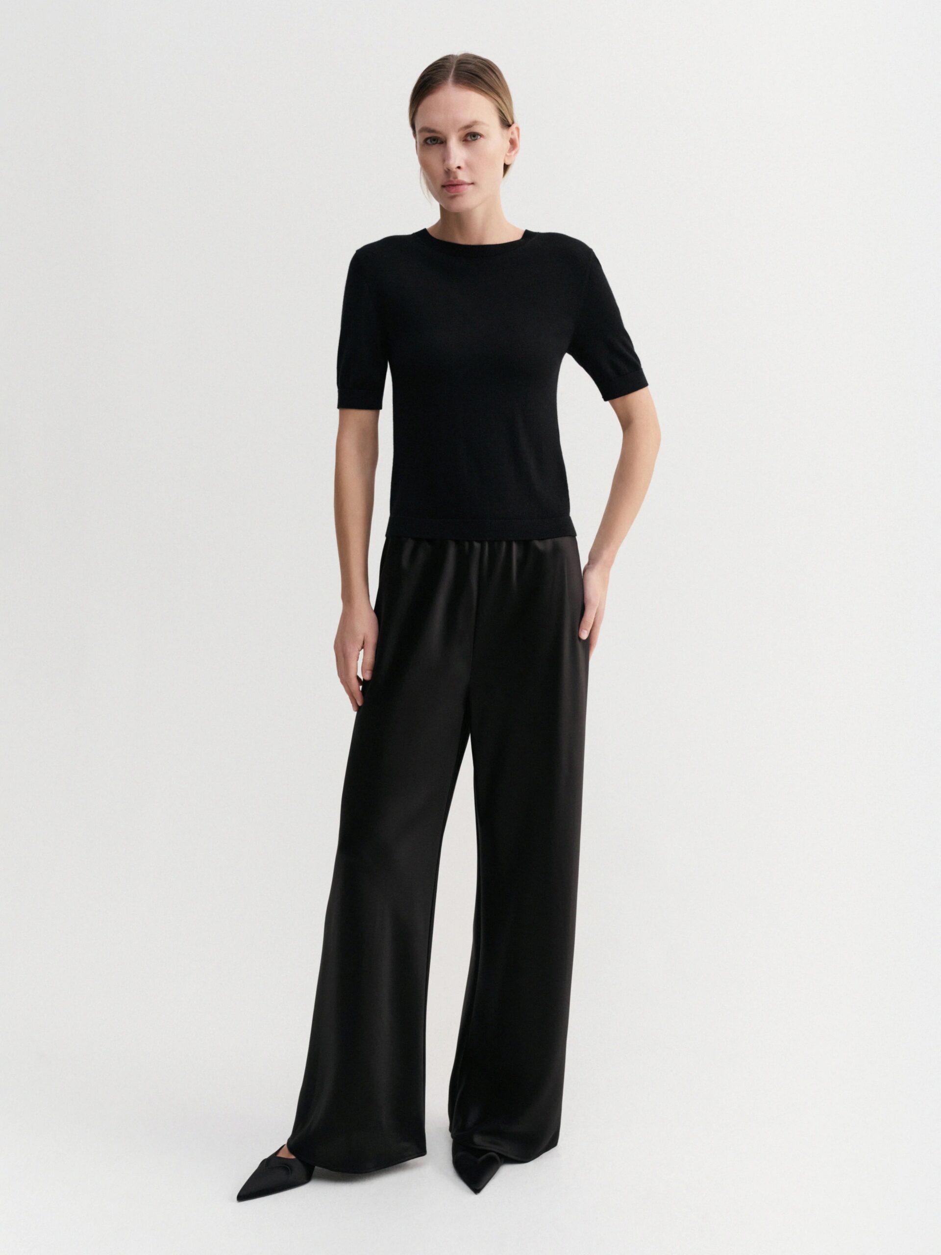 Satin-Hose BIAS in Black, ALMADA LABEL