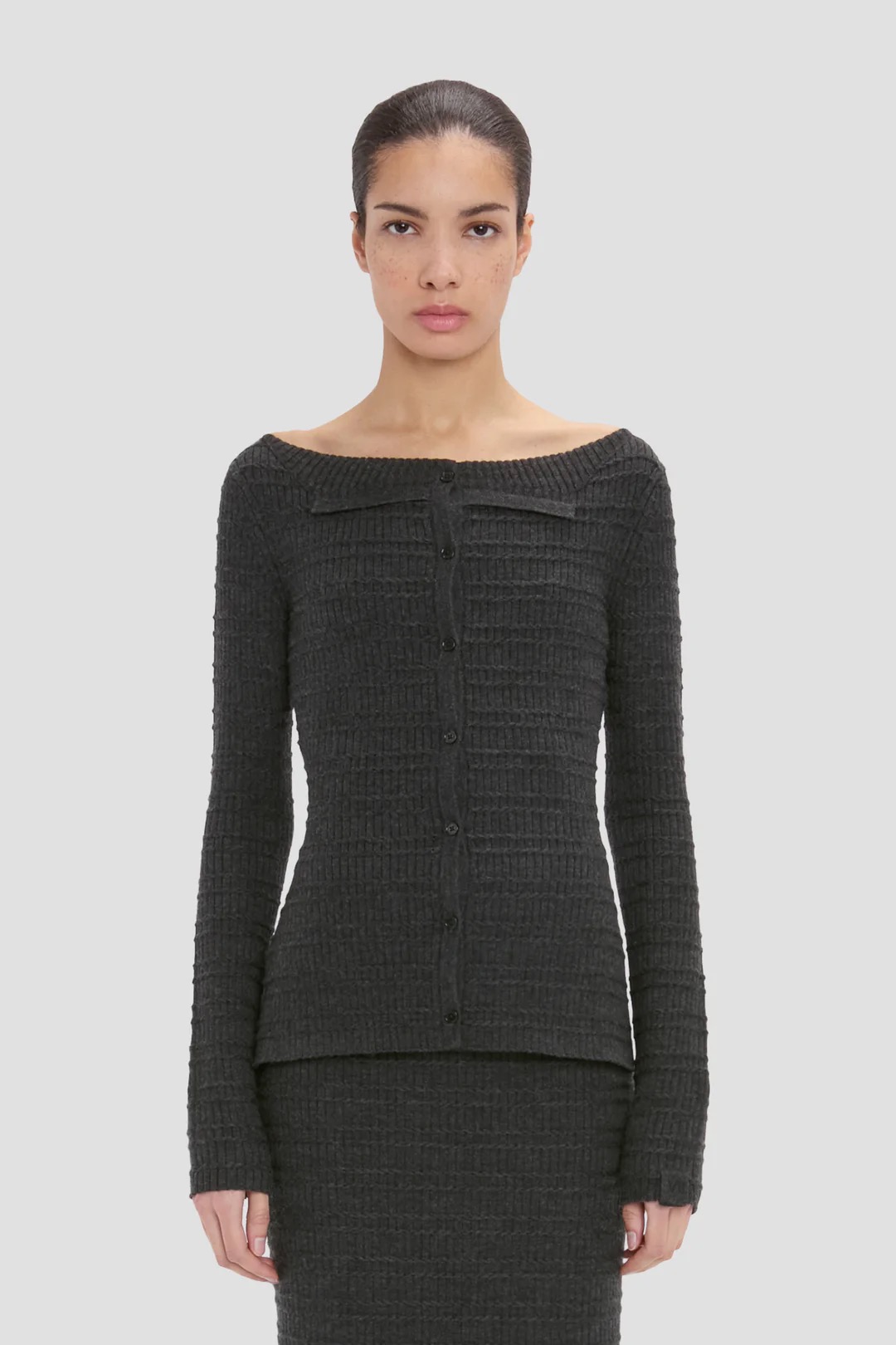 Folded Cardigan in grey Melange Victoria Beckham