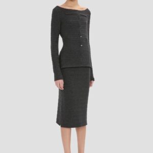 Folded Cardigan in grey Melange Victoria Beckham