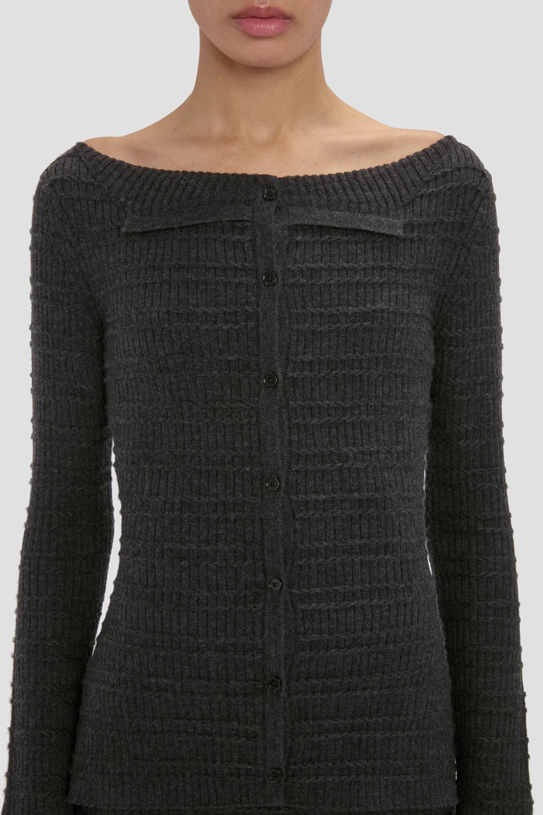 Folded Cardigan in grey Melange Victoria Beckham