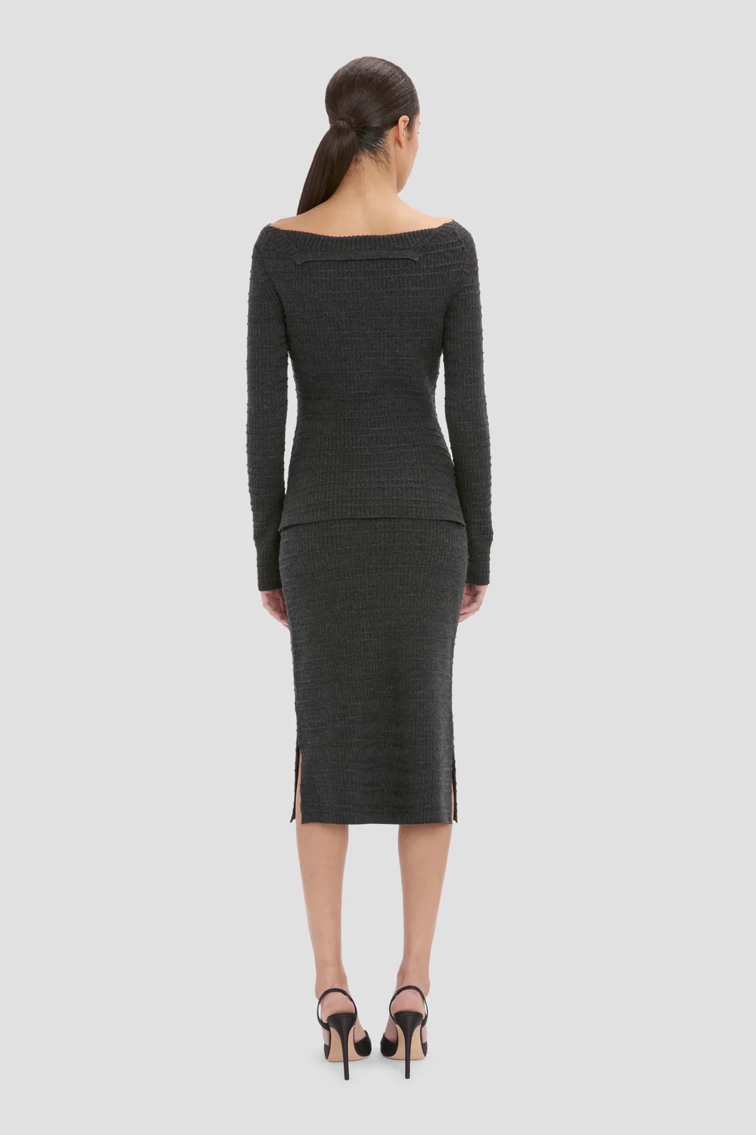 Folded Cardigan in grey Melange Victoria Beckham