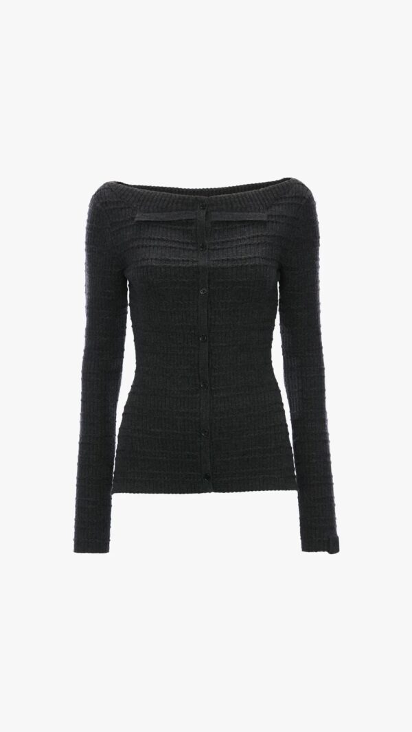 Folded Cardigan in grey Melange Victoria Beckham