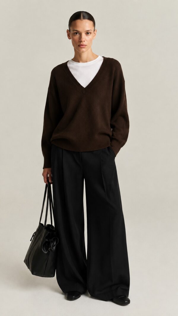 Pullover Deep V in Brown