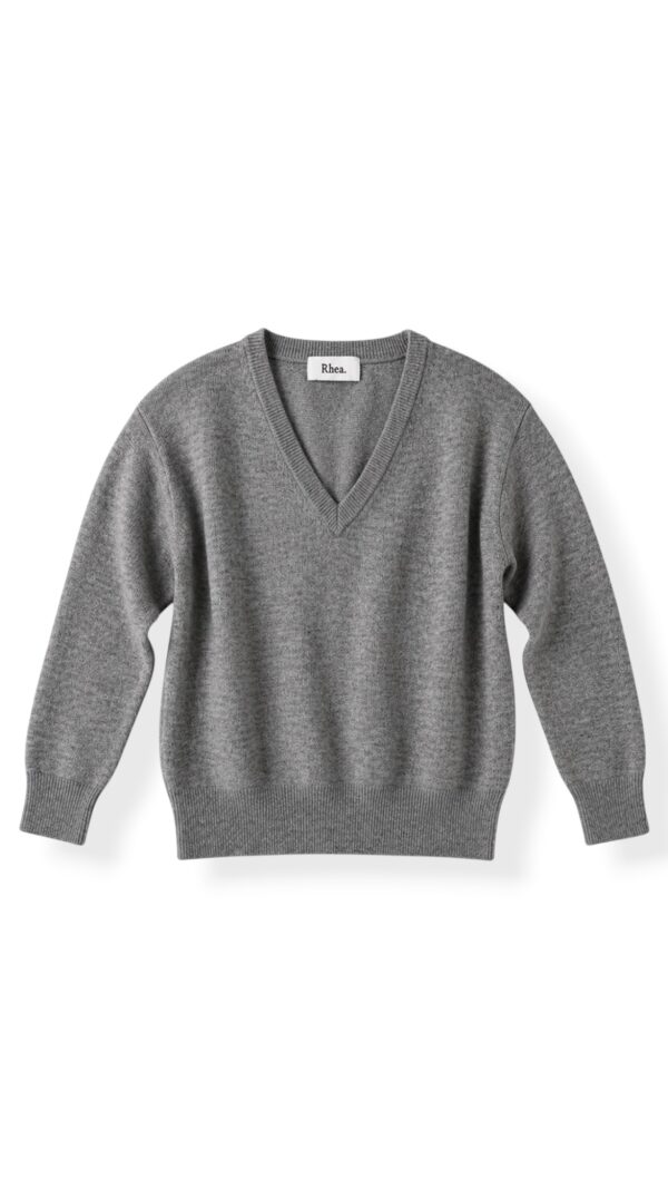 Pullover Deep V in Mid Grey, RHEA