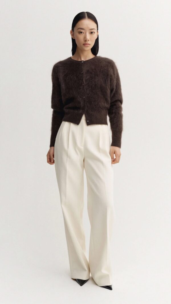 Cardigan COCO BRUSHED in chocolate brown ALMADA LABEL