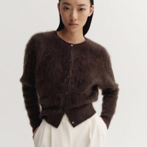 Cardigan COCO BRUSHED in chocolate brown ALMADA LABEL