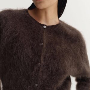 Cardigan COCO BRUSHED in chocolate brown ALMADA LABEL