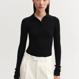 Top JULES RIB in black, ALMADA LABEL