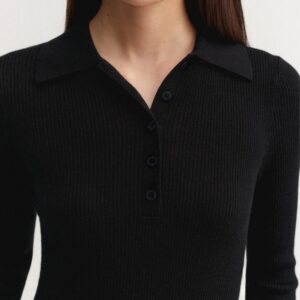 Top JULES RIB in black, ALMADA LABEL